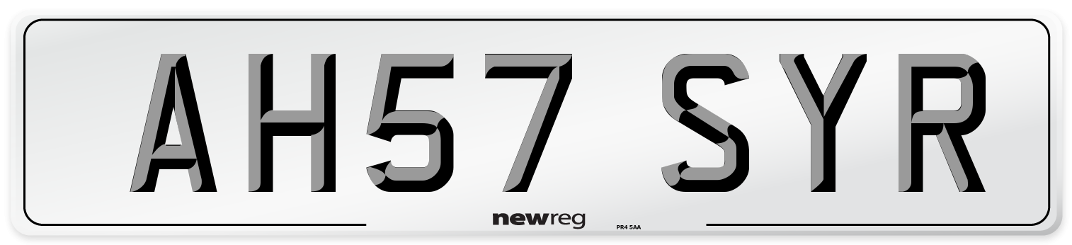 AH57 SYR Number Plate from New Reg
